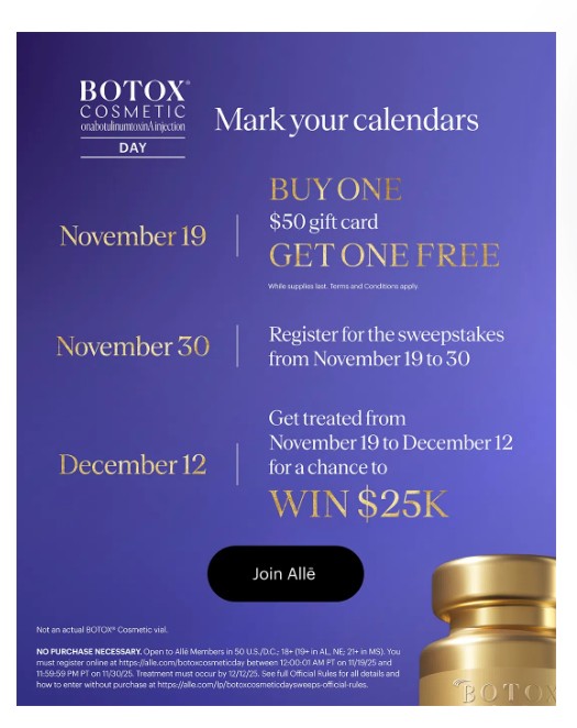 Botox Day Bogo gift card